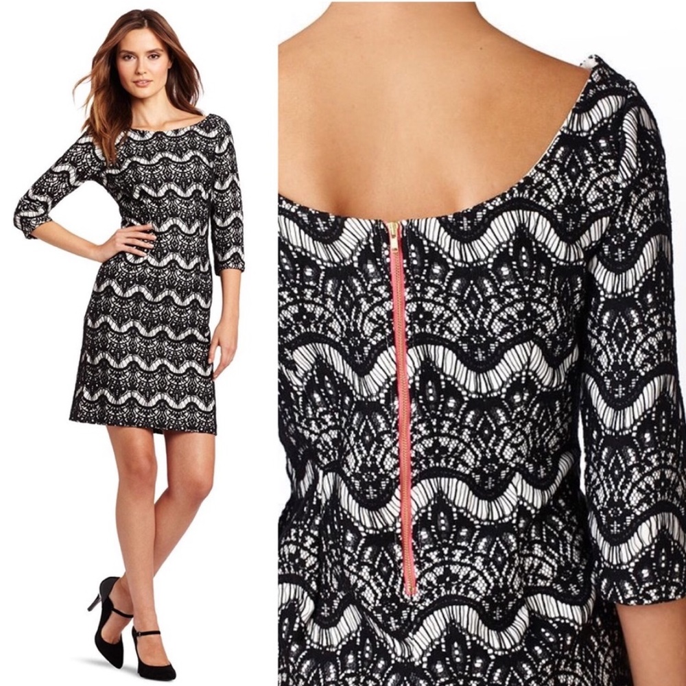 Lilly Pulitzer Nikola Black White Lace Knit Dress